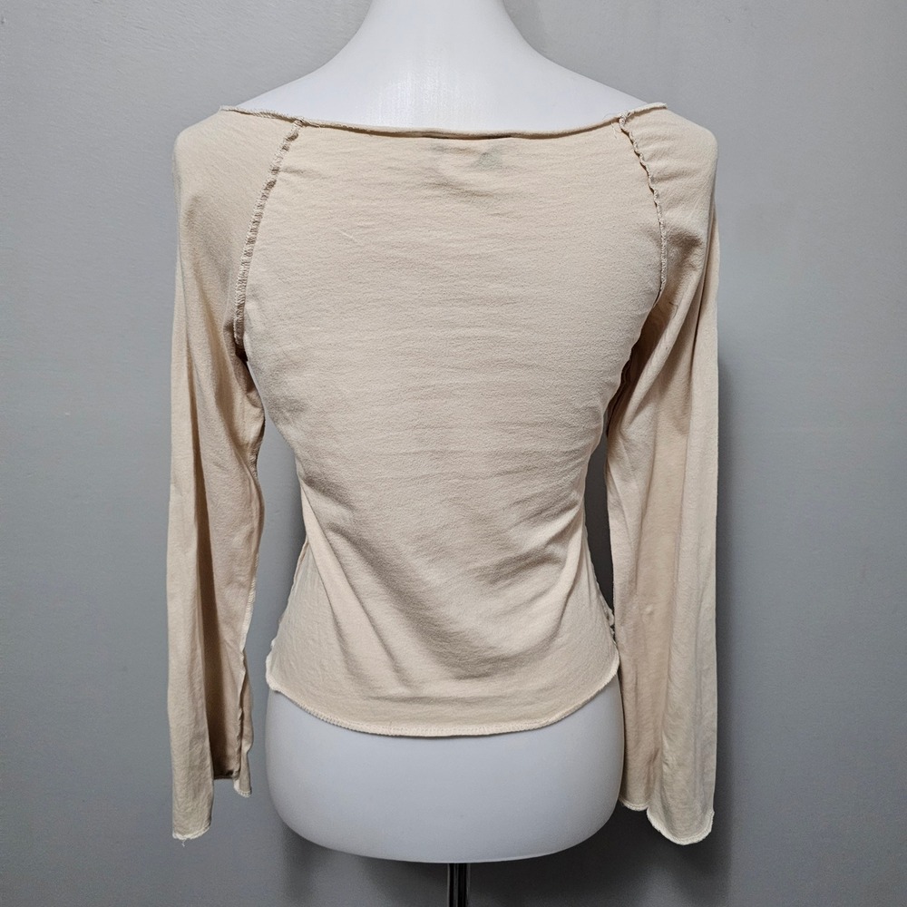 Self Esteem Y2K Graphic Long Sleeve Graphic Top Beige Women's L - Picture 5 of 7
